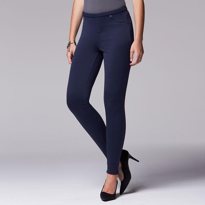 Simply Vera Vera Wang Fleece-lined Leggings, Women's, Size: Xl, Blue (navy)