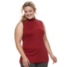 Plus Size Croft & Barrow&reg; Sleeveless Mock Neck Top, Women's, Size: 3xl, Dark Red