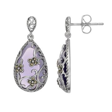 Tori Hill Purple Glass & Marcasite Teardrop Earrings, Women's
