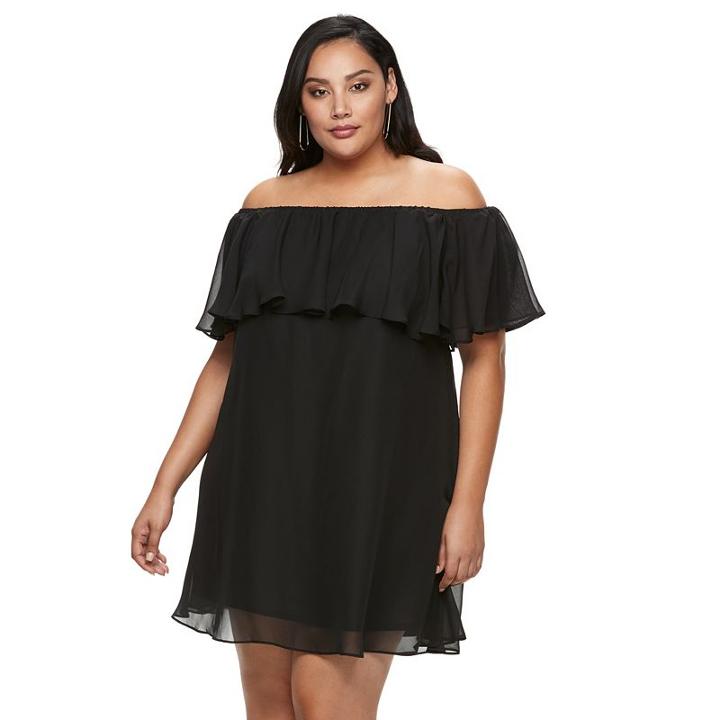 Plus Size Jennifer Lopez Off-the-shoulder Ruffle Shift Dress, Women's, Size: 2xl, Ovrfl Oth