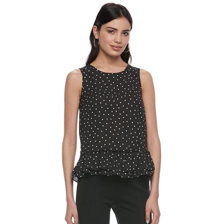 Women's Elle™ Ruffle Hem Chiffon Top, Size: Small, Black