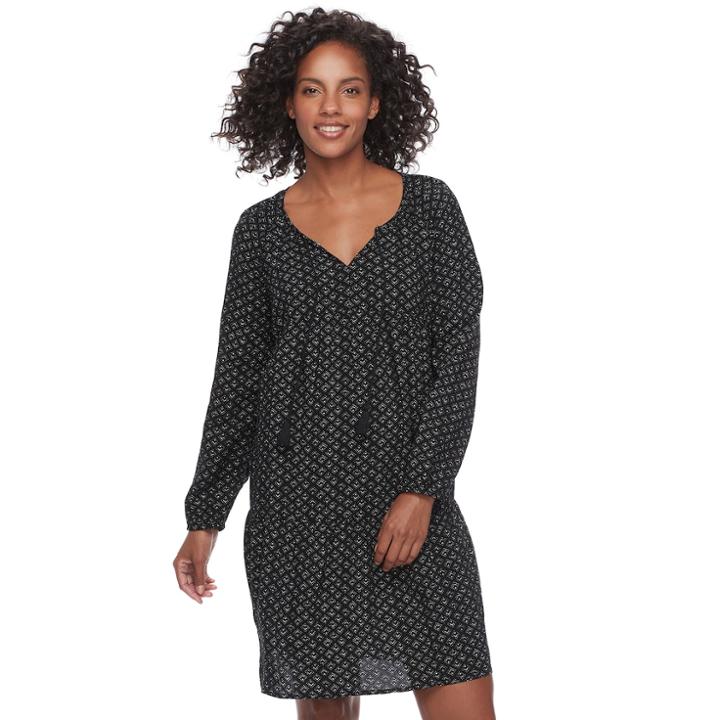 Women's Sonoma Goods For Life&trade; Print Peasant Dress, Size: Large, Black