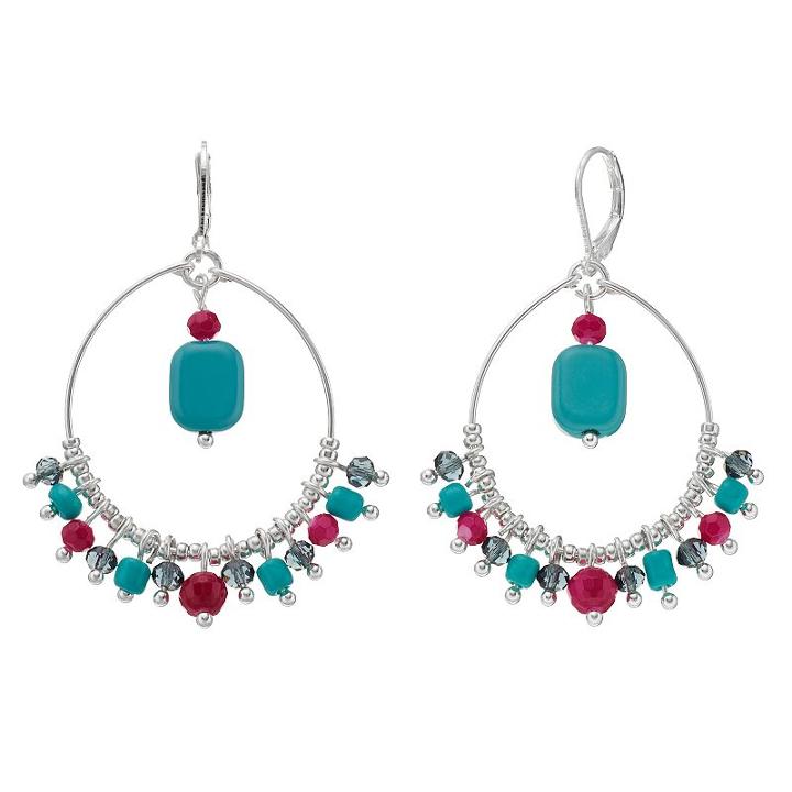 Dana Buchman Shaky Bead Nickel Free Orbital Drop Hoop Earrings, Women's, Multicolor