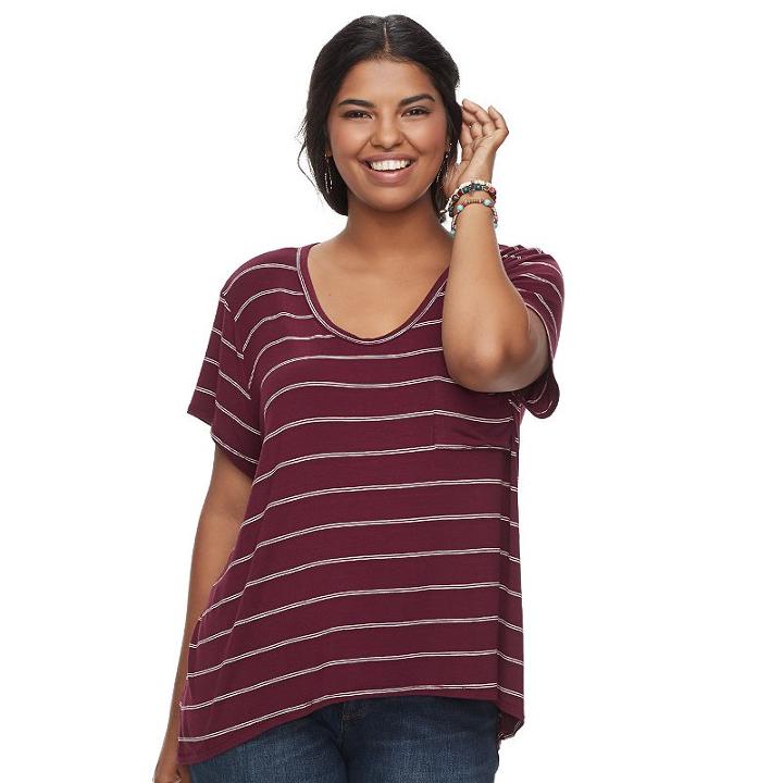 Juniors' Plus Size So&reg; Scoopneck Tee, Teens, Size: 3xl, Dark Pink