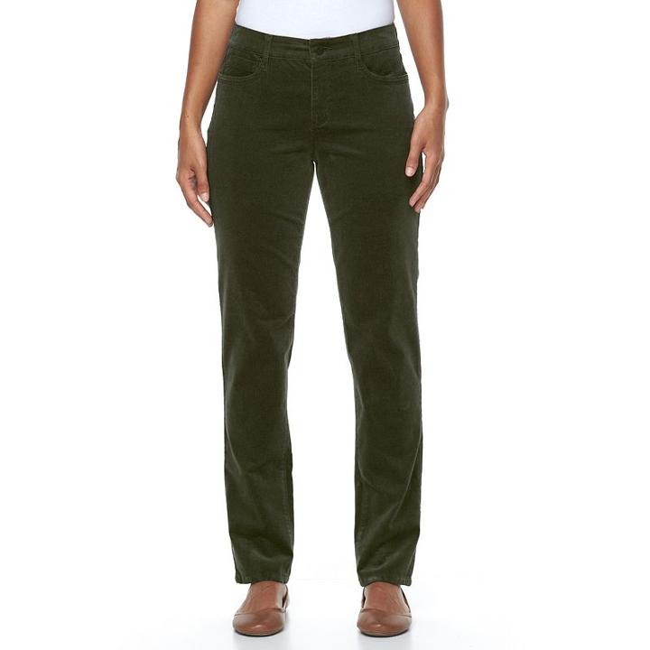 Women's Croft & Barrow&reg; Classic Fit Straight-leg Corduroy Pants, Size: 18, Dark Green