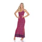 Women's White Mark Printed Side Slit Maxi Dress, Size: Large, Pink