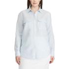 Plus Size Chaps Linen Blend Shirt, Women's, Size: 3xl, Blue