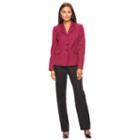 Women's Le Suit Solid Suit Jacket & Straight-leg Pants Set, Size: 8, Dark Pink
