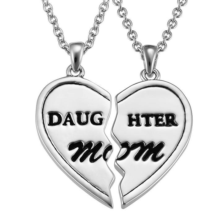 Daughter & Mom Heart Pendant Necklace Set, Women's, Size: 18, Grey