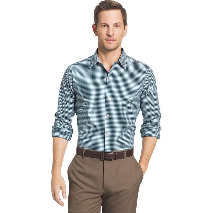 Big & Tall Van Heusen Slim-fit Plaid Stretch Button-down Shirt, Men's, Size: L Tall, Turquoise/blue (turq/aqua)