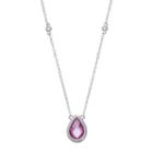Sterling Silver Lab-created Pink Sapphire & White Topaz Teardrop Necklace, Women's, Size: 18