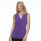 Petite Dana Buchman Pleated V-neck Tank, Women's, Size: Xl Petite, Med Purple