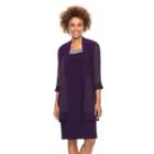 Women's Scarlett Chiffon Shift Dress & Cardigan Set, Size: 16, Med Purple