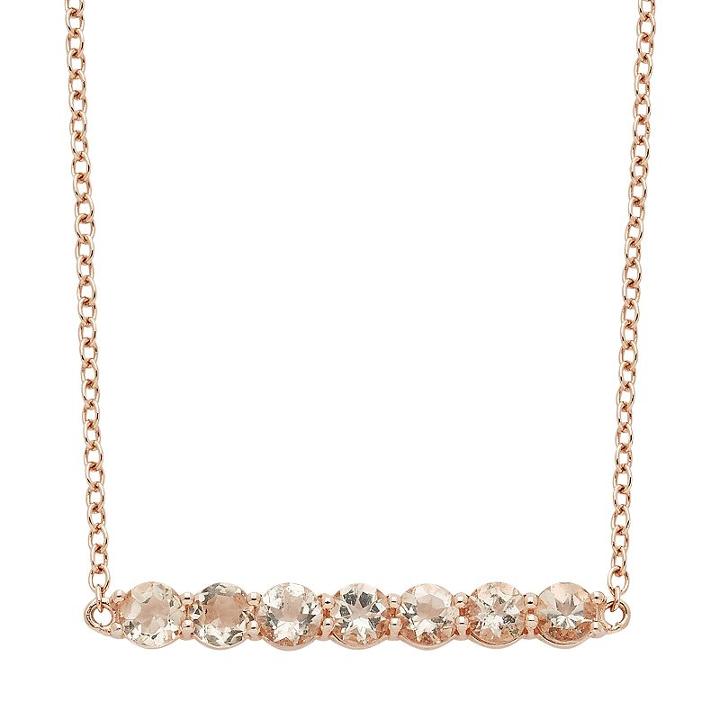 14k Rose Gold Over Silver Morganite Bar Necklace, Women's, Size: 20, Pink