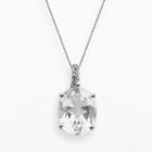 Sterling Silver White Topaz And Diamond Accent Oval Pendant, Women's, Size: 18