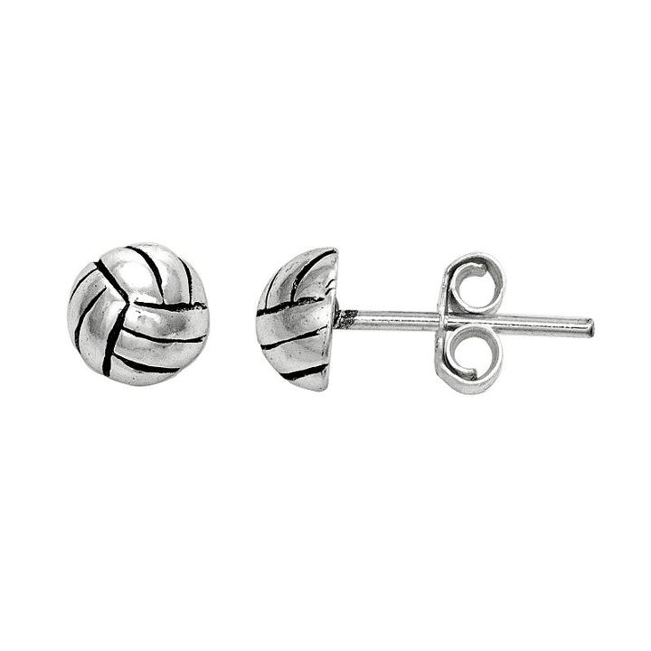 Itsy Bitsy Sterling Silver Volleyball Stud Earrings, Women's