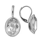 Illuminaire Silver-plated Crystal Oval Drop Earrings - Made With Swarovski Crystals, Women's, White