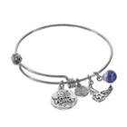 Love This Life Sodalite Stainless Steel & Silver-plated Proud Air Force Mom Disc Charm Bangle Bracelet, Women's, Grey