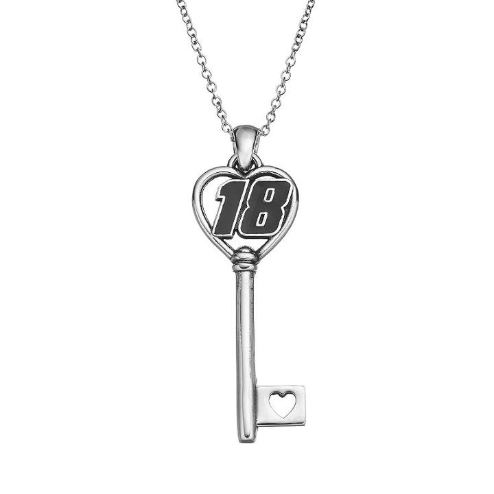 Insignia Collection Nascar Kyle Busch 18 Stainless Steel Key Pendant Necklace, Women's, Size: 18, Grey