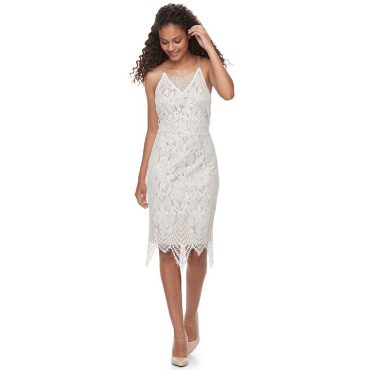 Juniors' Love, Fire Lace Midi Bodycon Dress, Teens, Size: Small, Natural