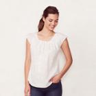 Women's Lc Lauren Conrad Pleated Poplin Top, Size: Large, White