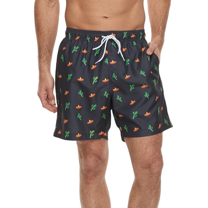 Men's Cole Sombrero And Cactus Swim Trunks, Size: Xl, Black