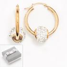 14k Gold-bonded Sterling Silver Crystal Spinner Ball Hoop Earrings, Women's, White