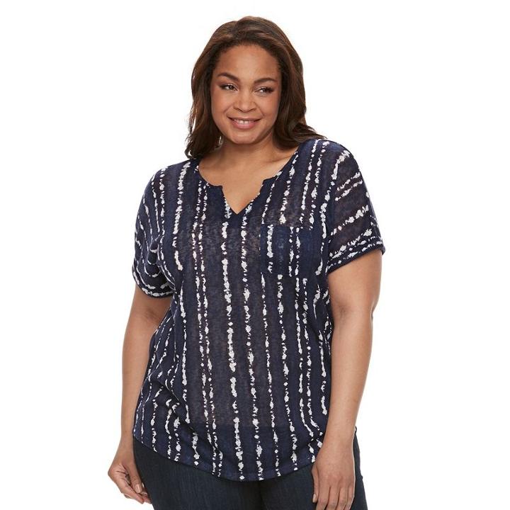 Plus Size Kate And Sam Printed Tee, Women's, Size: 3xl, Blue Other