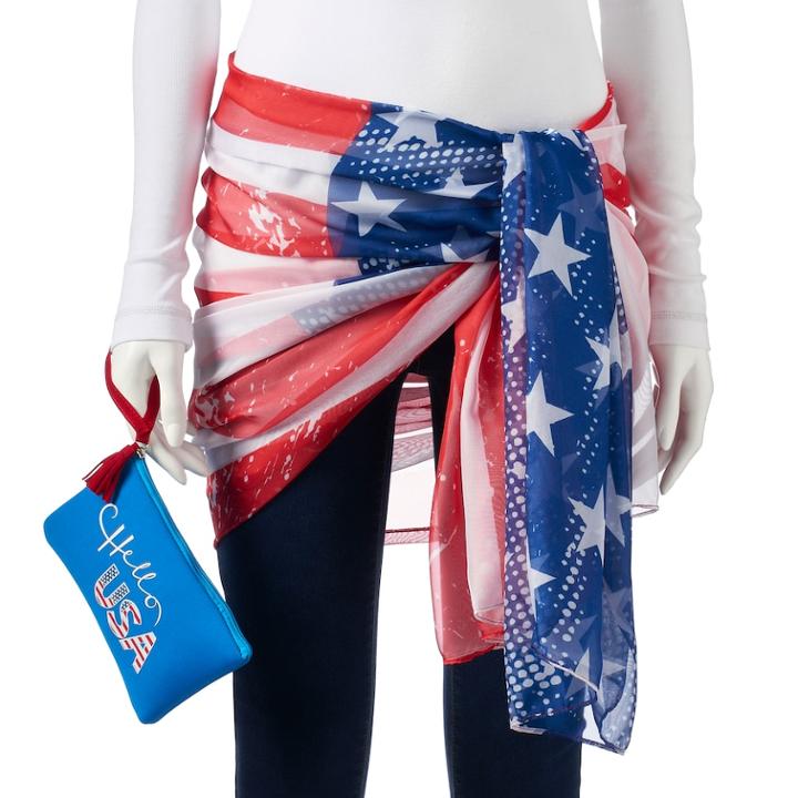 Women's Sonoma Goods For Life&trade; Print Oversized Wrap Scarf With Neoprene Pouch, Red White