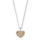 Lotopia Yellow, Brown & White Cubic Zirconia Sterling Silver Heart Pendant Necklace, Women's, Size: 18