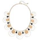 Black Shaky Bead & Orbital Circle Statement Necklace, Women's