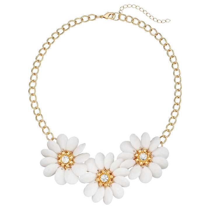 White Teardrop Petal Flower Necklace, Women's