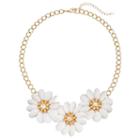 White Teardrop Petal Flower Necklace, Women's