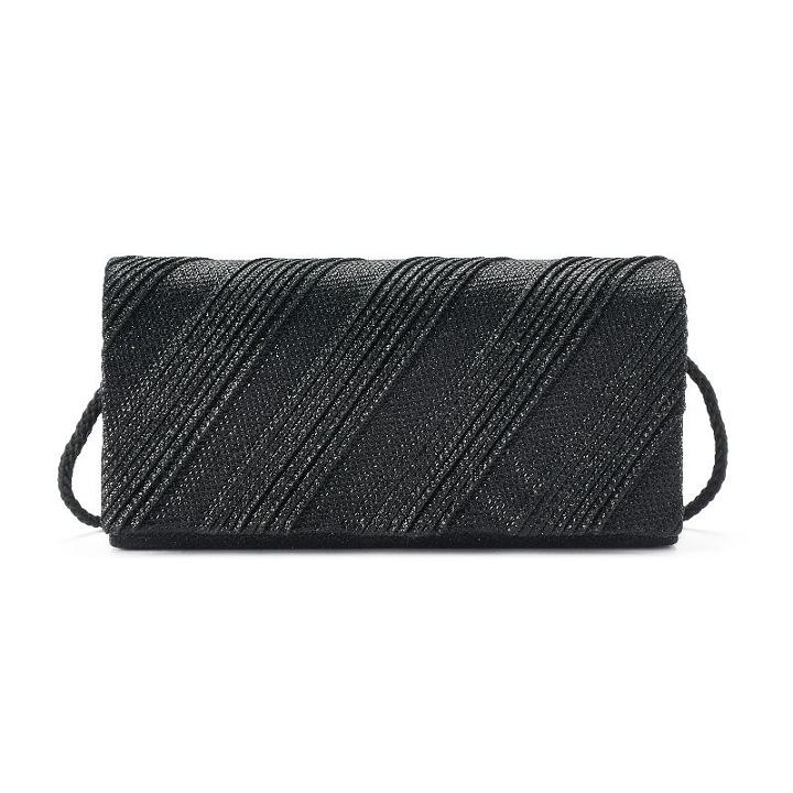 Gunne Sax Chloe Diagonal Pleated Lurex Clutch, Women's, Black