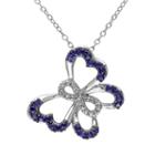 Lab-created Sapphire & Diamond Accent Sterling Silver Infinity & Butterfly Pendant Necklace, Women's, Size: 18, Blue