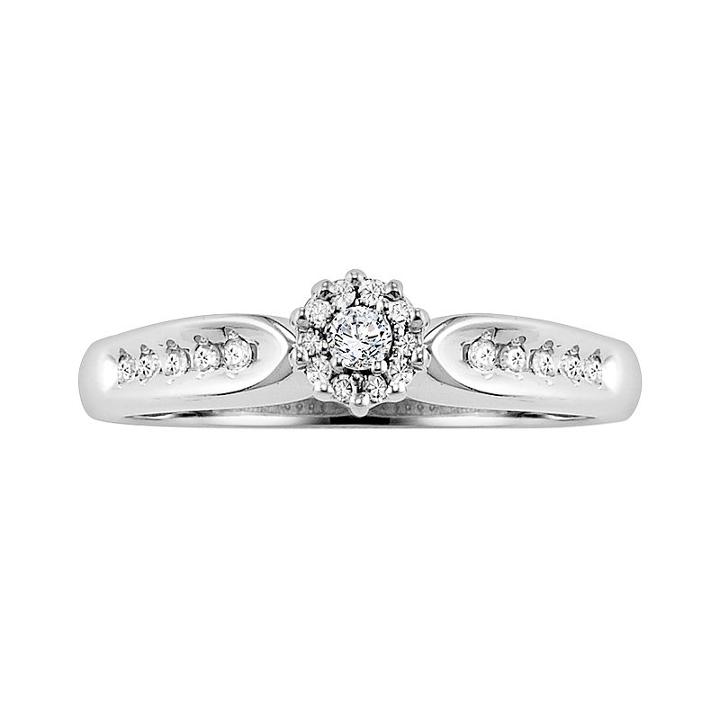Cherish Always Round-cut Certified Diamond Engagement Ring In 10k White Gold (1/5 Ct. T.w.), Women's, Size: 8