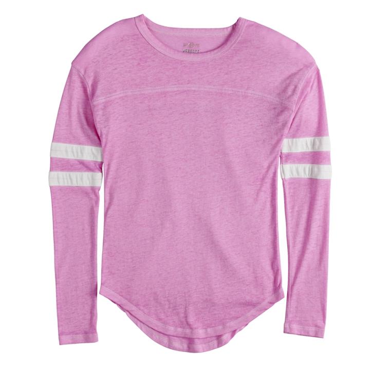 Girls 7-16 So&reg; Striped Varsity Tee, Size: 10, Lt Purple