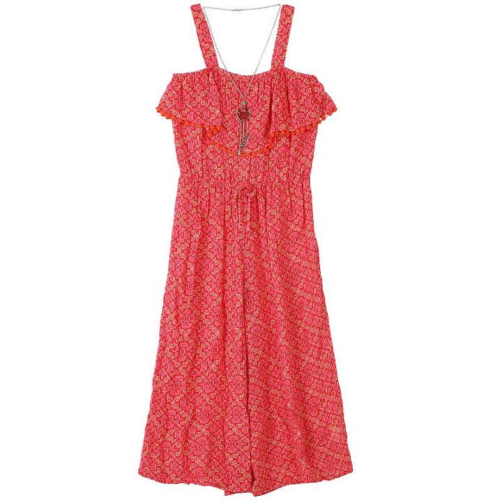 Girls 7-16 Speechless Cropped Jumpsuit With Necklace, Girl's, Size: Medium, Red Other