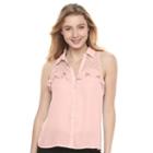 Juniors' Candie's&reg; Ruffle Sleeveless Shirt, Girl's, Size: Large, Brt Pink