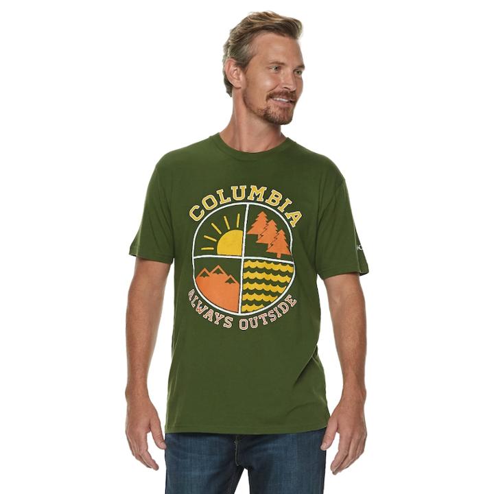 Men's Columbia Always Outside Outdoor Graphic Tee, Size: Medium, Green