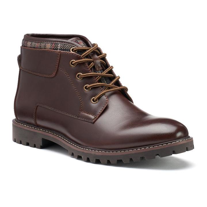 Sonoma Goods For Life&trade; Men's Plaid Ankle Boots, Size: 11, Brown