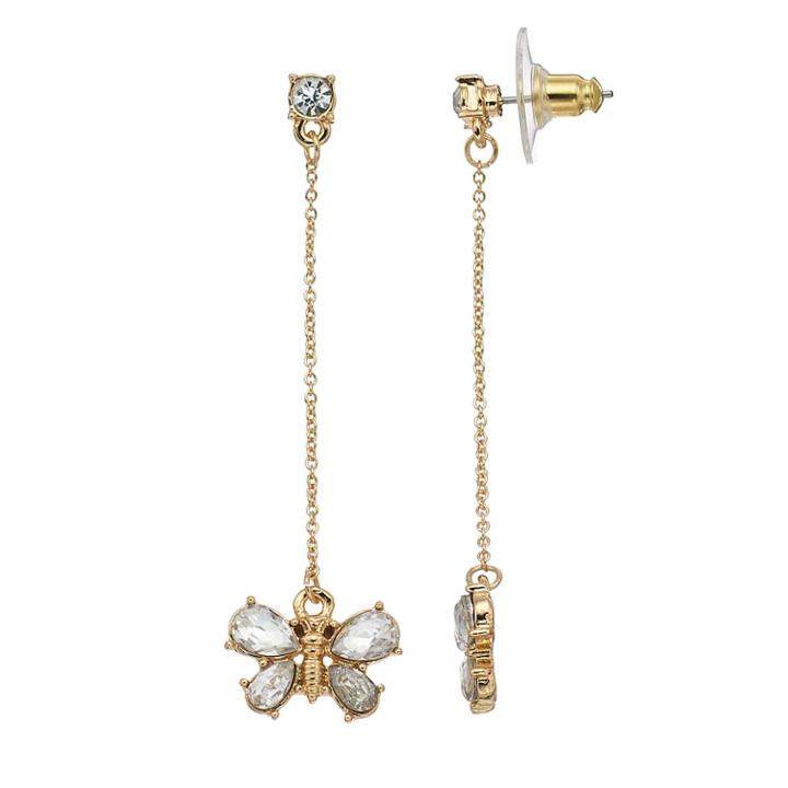 Lc Lauren Conrad Butterfly Nickel Free Linear Drop Earrings, Women's, Gold