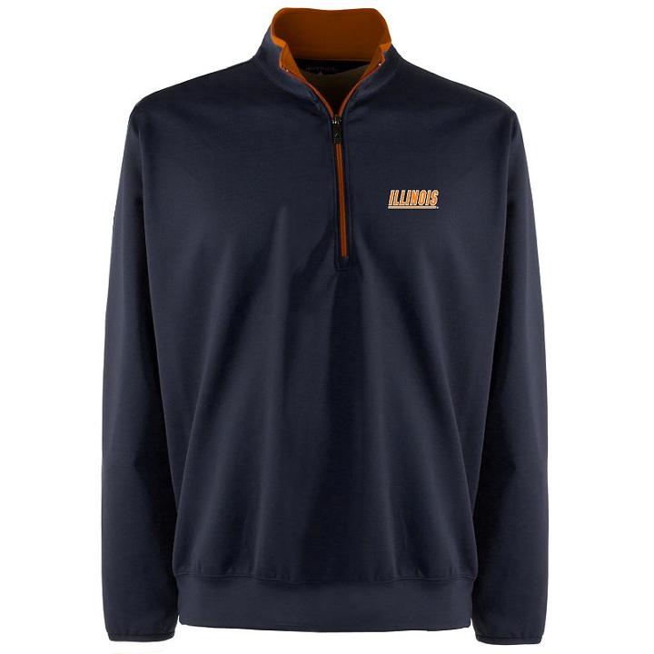 Men's Illinois Fighting Illini 1/4-zip Leader Pullover, Size: Large, Black