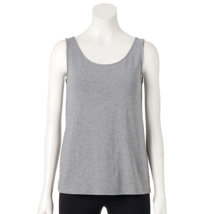 Women's Croft & Barrow® Essential Scoopneck Tank, Size: Xxl, Med Grey