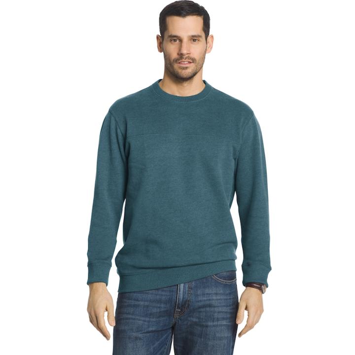 Men's Arrow Classic-fit Sueded Fleece Crewneck Sweater, Size: Large, Brt Blue