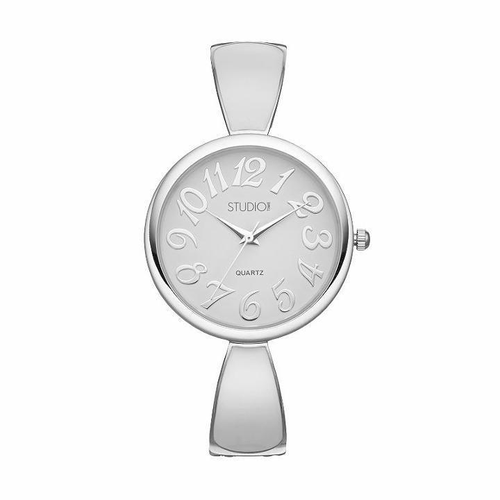 Studio Time Women's Enameled Cuff Watch, Size: Medium, White
