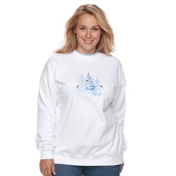 Plus Size Women's Mccc Holiday Fleece Top, Size: 1xl, White
