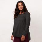 Plus Size Lc Lauren Conrad Lace-up Crewneck Sweater, Women's, Size: 2xl, Dark Grey
