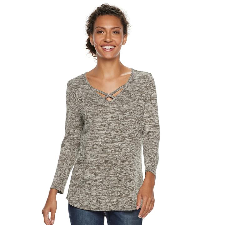 Women's Sonoma Goods For Life&trade; Supersoft Crisscross Tee, Size: Large, Green