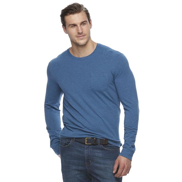 Big & Tall Men's Sonoma Goods For Life&trade; Modern-fit Flexwear Pocket Tee, Size: Xxl Tall, Dark Blue